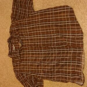 Brown Plaid Button-Up Shirt